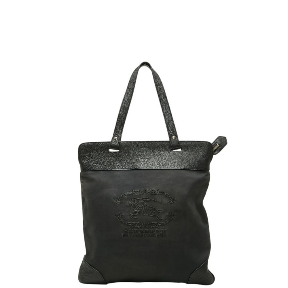 Burberry Nova Check Tote Bag Shoulder Black Leather Canvas Women's BURBERRY